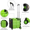 44L Medium Folding Rolling Utility Shopping Cart;  Black & Green