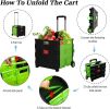 44L Medium Folding Rolling Utility Shopping Cart;  Black & Green