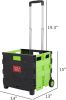 44L Medium Folding Rolling Utility Shopping Cart;  Black & Green