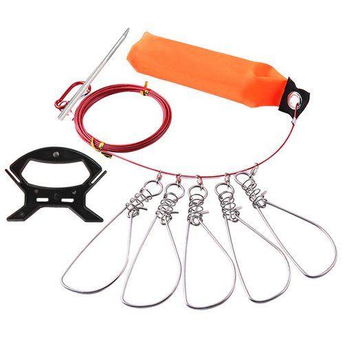 Fishing Lock Buckle with Reel Stainless Steel Lanyard Live Fish Lock Belt Fishing Tackle Stringer Fishing Lock Fish Buckle Tools